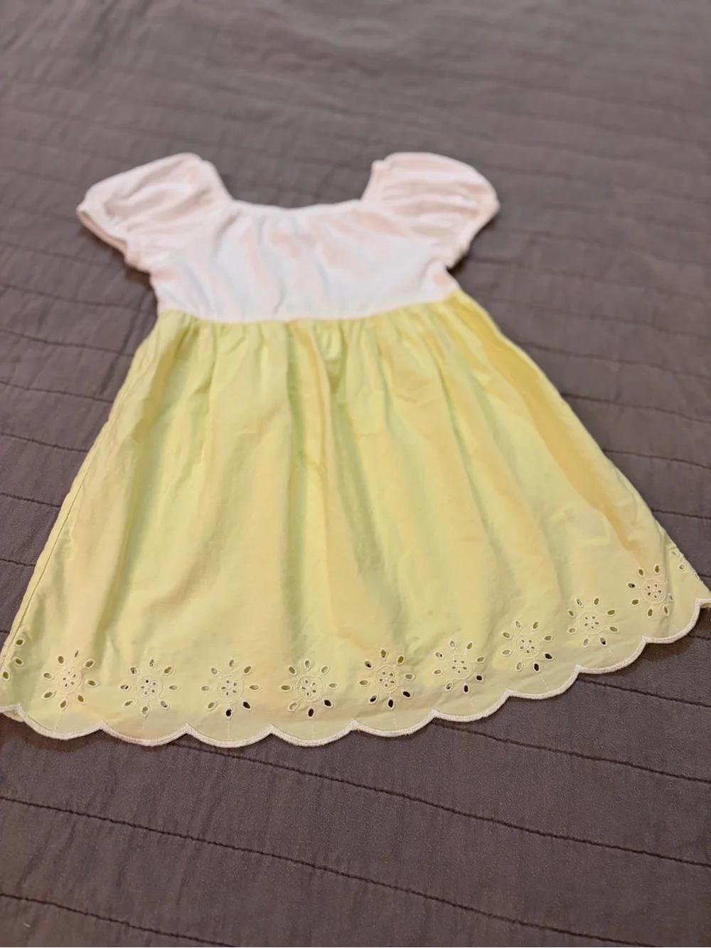 Girls 3T ~ baby GAP ~ White Puff-Sleeve Top with Pale Yellow Eyelet Skirt Dress